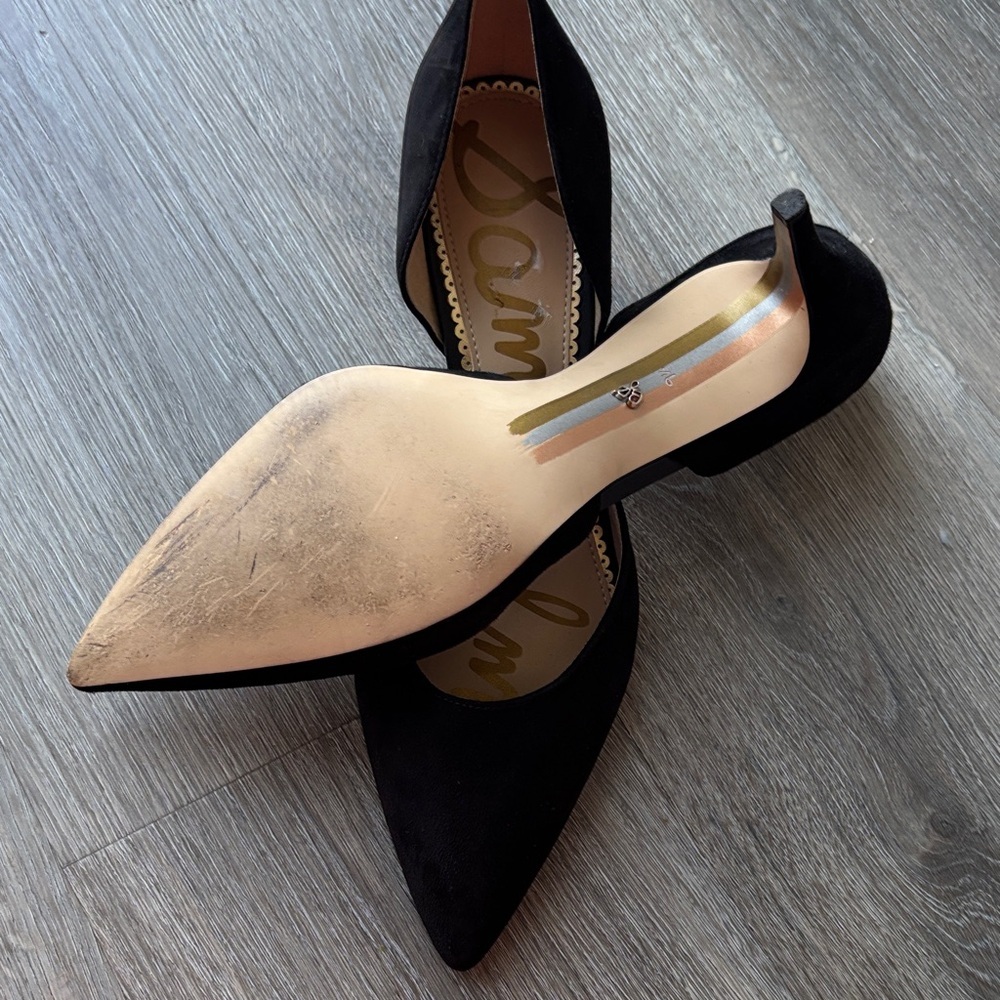 Sam Edelman Black Suede D'Orsay Pointed Toe Heels Size 9.5 - Picture 3 of 6